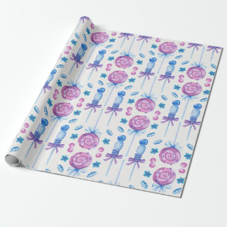 Pink and Blue Lolly Pop Birthday Gift Wrapping Paper
