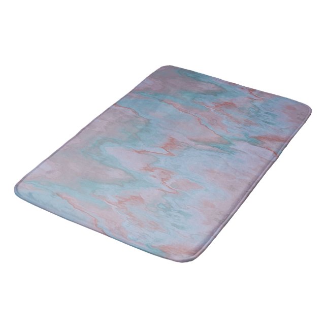 pink and blue Marble abstract Bath Mat (Angled)