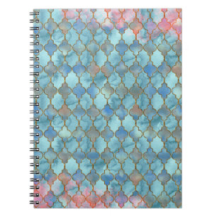 Pink and Blue Maroccan pattern Notebook