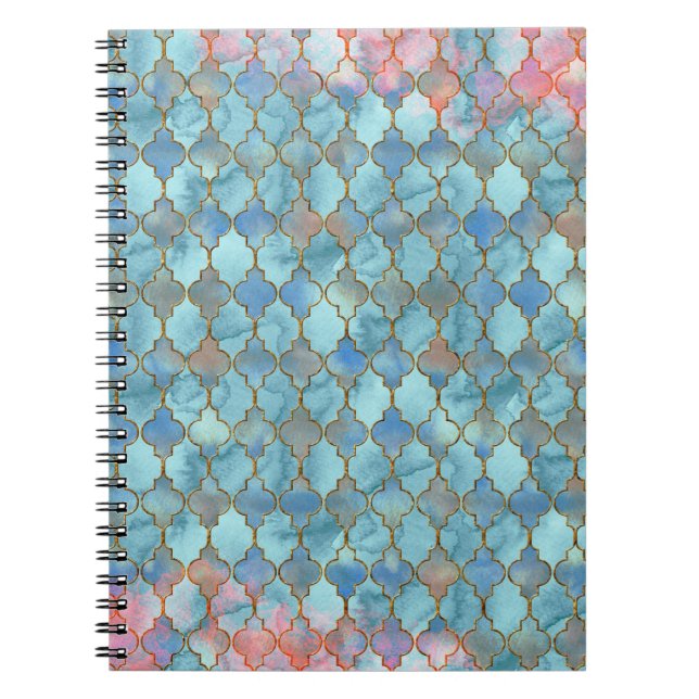 Pink and Blue Maroccan pattern Notebook (Front)