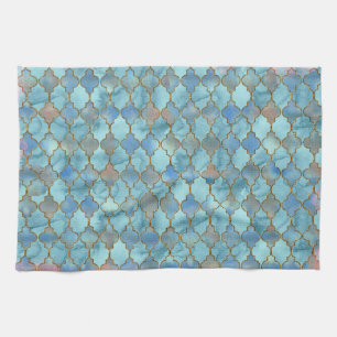 Pink and Blue Maroccan pattern Tea Towel