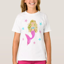 Pink And Blue Mermaid Starfish T-Shirt