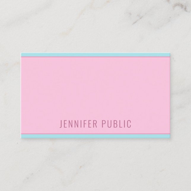Pink And Blue Modern Creative Simple Template Business Card (Front)