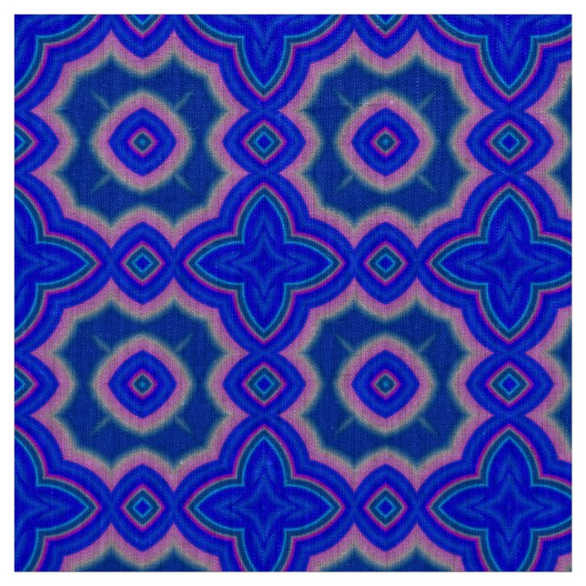 Pink and blue Moroccan geometric pattern Fabric (Swatch)