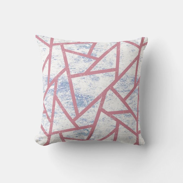 Pink and blue mosaic pattern cushion (Front)