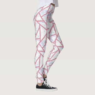 Pink and blue mosaic pattern leggings