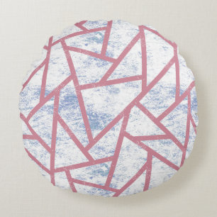 Pink and blue mosaic pattern round cushion
