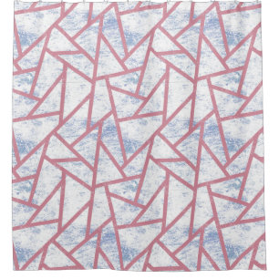 Pink and blue mosaic pattern shower curtain