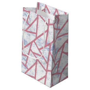 Pink and blue mosaic pattern small gift bag