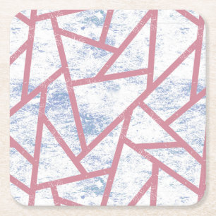 Pink and blue mosaic pattern square paper coaster