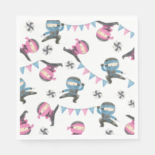 Pink and Blue Ninja Party Napkins
