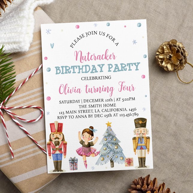Pink and Blue Nutcracker Birthday Party Invitation (Creator Uploaded)