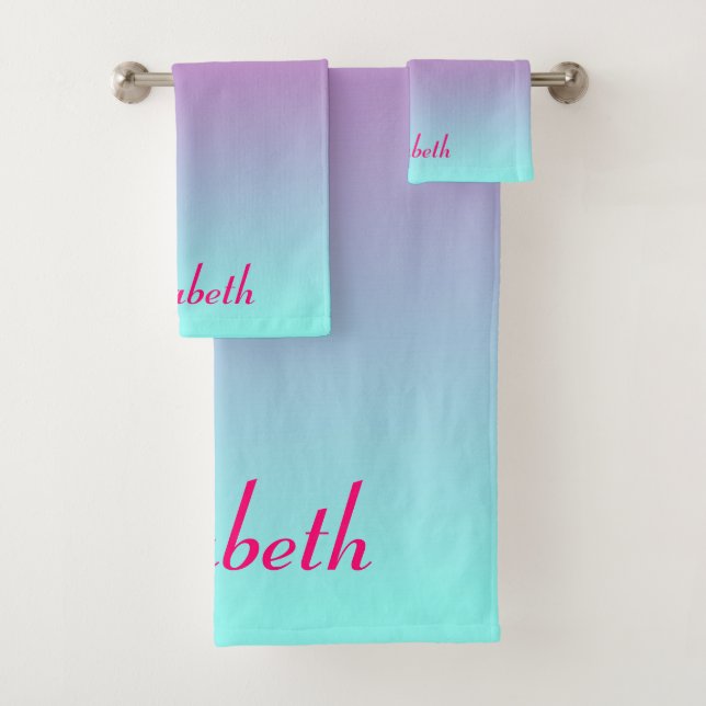 Pink and Blue Ombre Delight Bath Towel Set (Insitu)