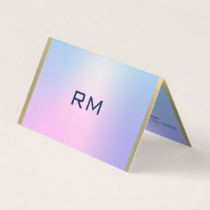 Pink and blue ombre gold accent business card