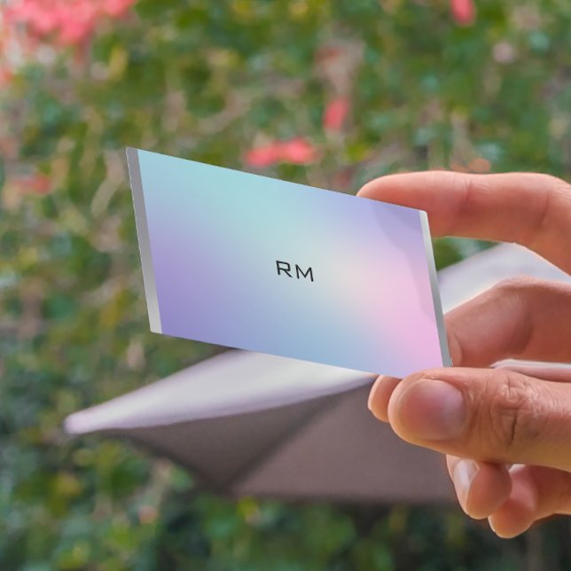 Pink and blue ombre metallic accent business card (Creator Uploaded)