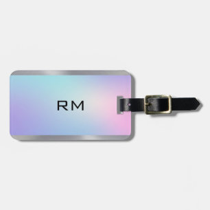 Pink and blue ombre metallic accent luggage tag