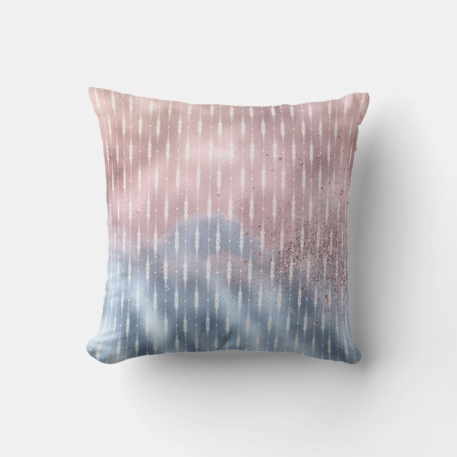 Pink and Blue Ombre Shimmer Glitter Splash Cushion (Front)