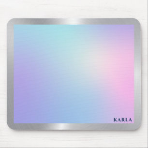 Pink and blue ombre, silver-grey accent mouse pad