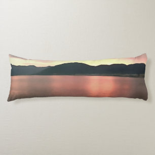 Pink and Blue Ombre Sunset Reflections Landscape Body Cushion