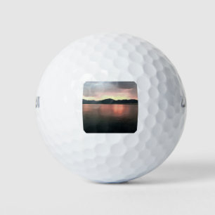 Pink and Blue Ombre Sunset Reflections Landscape Golf Balls