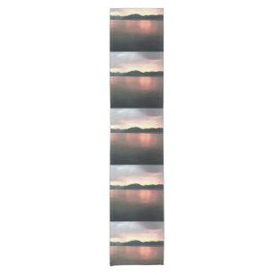 Pink and Blue Ombre Sunset Reflections Landscape  Short Table Runner