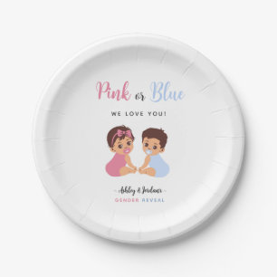 Pink and Blue Pacifier Baby Gender Reveal Party Paper Plate