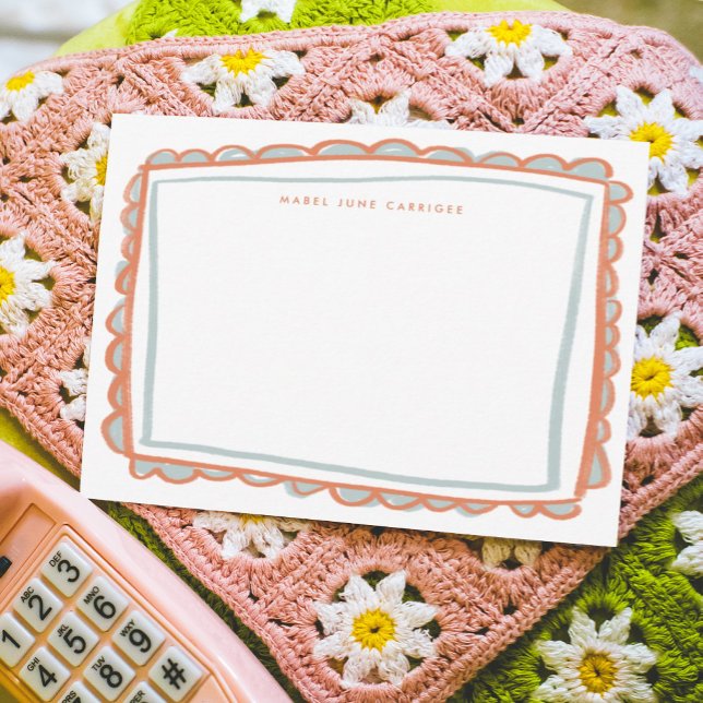 Pink and Blue Painted Scallop Personalised Name Card (Creator Uploaded)