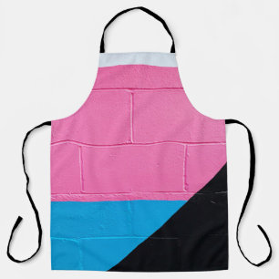 Pink and blue painted wall apron
