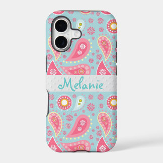Pink and Blue Paisley iPhone Monogram Custom