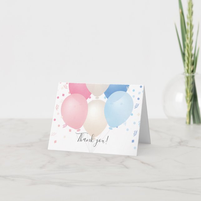Pink and Blue pastel gender neutral thank you card (Front)