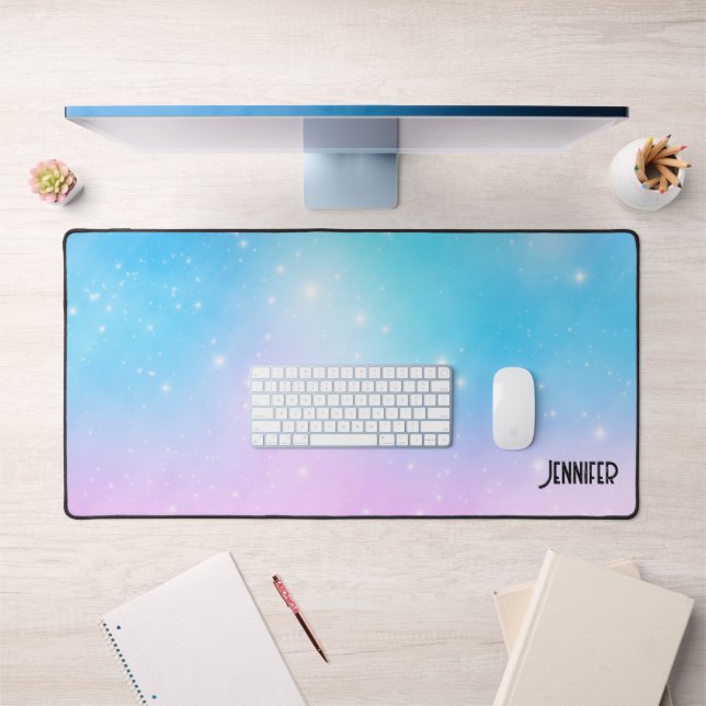 Pink and Blue Pastel Gradient Sky Desk Mat (Office 1)