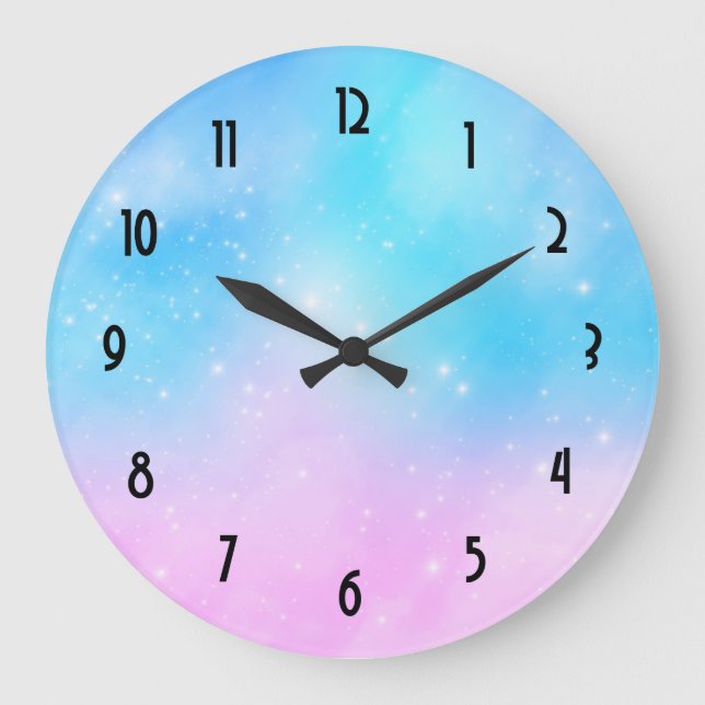 Pink and Blue Pastel Gradient Sky Large Clock (Front)