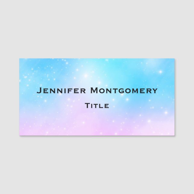 Pink and Blue Pastel Gradient Sky Name Tag (Front)