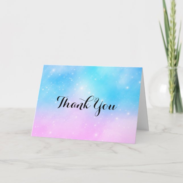 Pink and Blue Pastel Gradient Sky Thank You Card (Front)