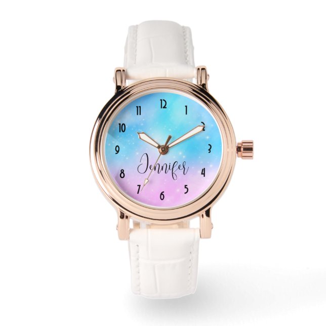 Pink and Blue Pastel Gradient Sky Watch (Front)