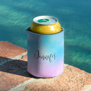 Pink and Blue Pastel Gradient Sky with Stars Can Cooler
