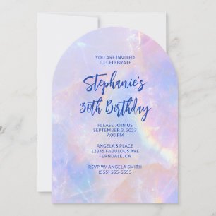 Pink and Blue Pastel Quartz 30th Birthday Invitation