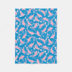 Pink and Blue Pattern - Koi Fish Fleece Blanket