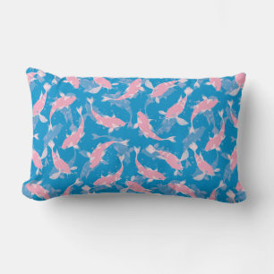 Pink and Blue Pattern - Koi Fish Lumbar Cushion