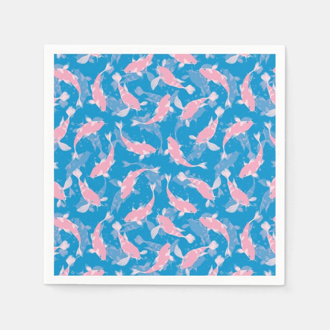Pink and Blue Pattern - Koi Fish Napkin (Front)