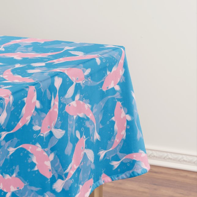 Pink and Blue Pattern - Koi Fish Tablecloth (In Situ)