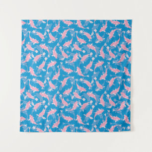 Pink and Blue Pattern - Koi Fish Tapestry