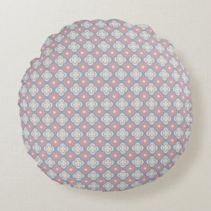 Pink and Blue Pattern Round Cushion