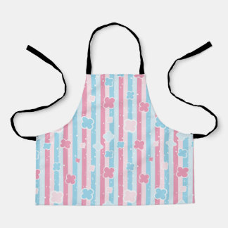 Pink And Blue Patterned Font Circles Design Apron
