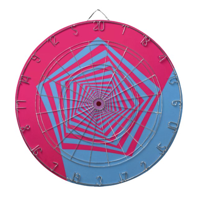 Pink and Blue Pentagon Spiral Dartboard (Front)