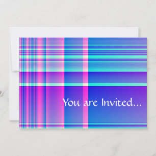 Pink and Blue Plaid Chequered Invitation