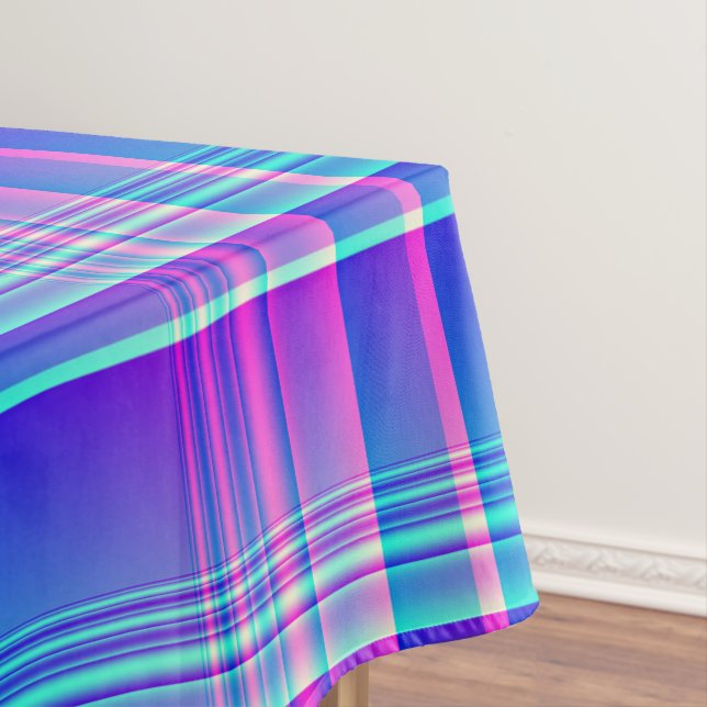 Pink and Blue Plaid Chequered Tablecloth (In Situ)