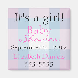 Pink and Blue Plaid Magnet