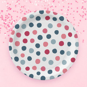 Pink and blue polka dots paper plate