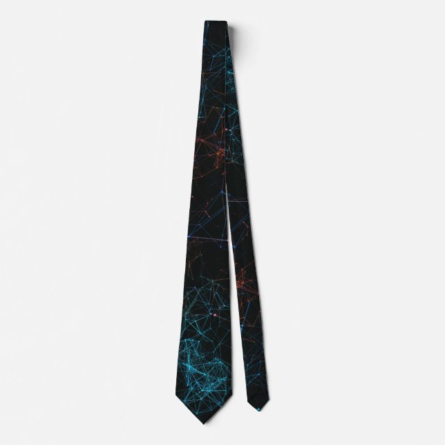 Pink And Blue Polygonal Pattern Tie (Front)